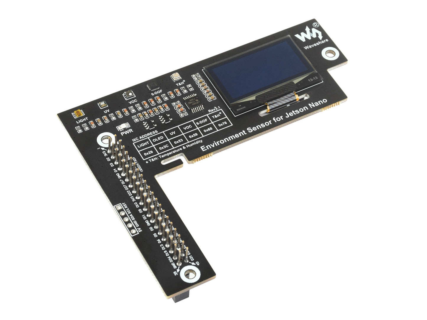 Environment Sensors Module for Jetson Nano, I2C Bus, with 1.3inch OLED Display