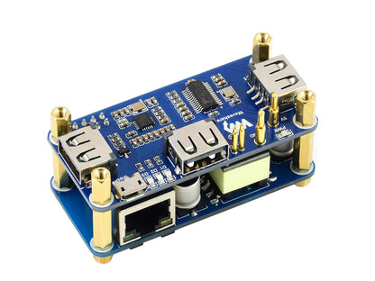 PoE Ethernet / USB HUB HAT for Raspberry Pi Zero, 1x RJ45, 3x USB