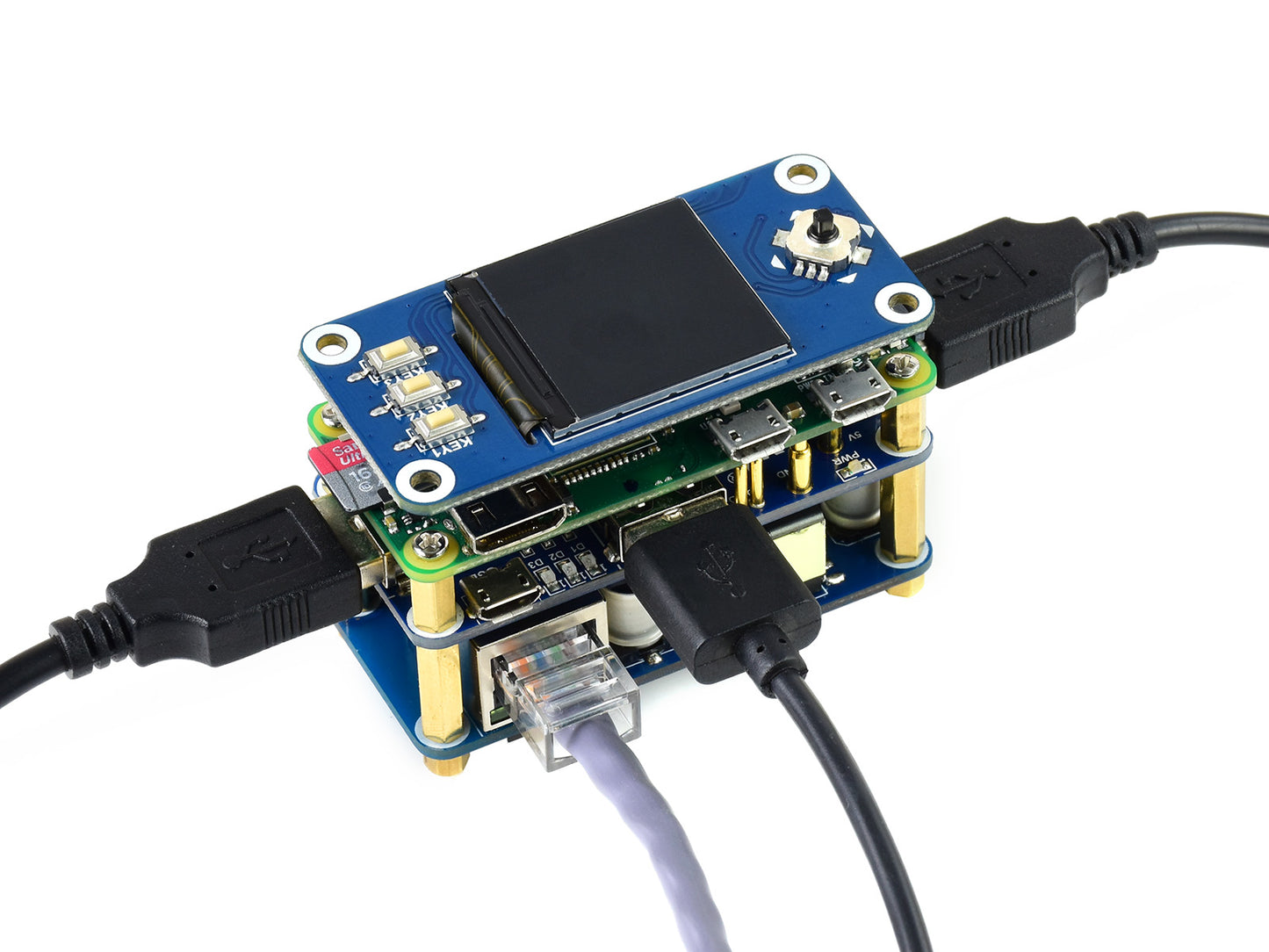 PoE Ethernet / USB HUB HAT for Raspberry Pi Zero, 1x RJ45, 3x USB