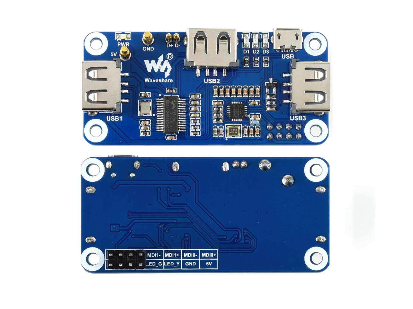 PoE Ethernet / USB HUB HAT for Raspberry Pi Zero, 1x RJ45, 3x USB