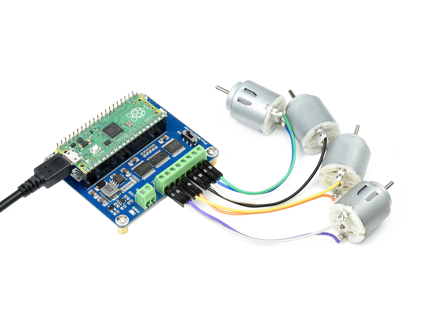 DC Motor Driver Module for Raspberry Pi Pico, Driving up to 4x DC Motors