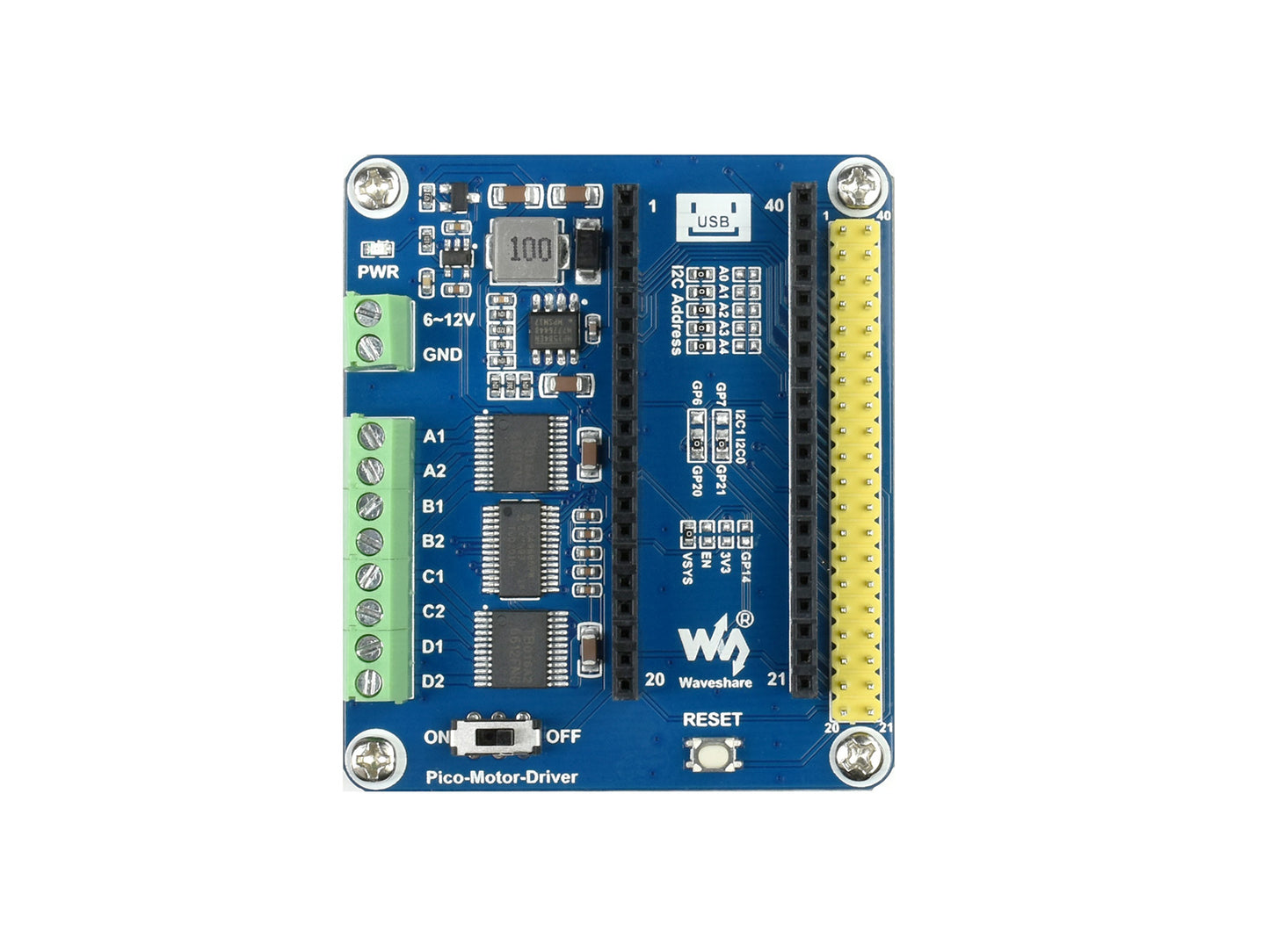 DC Motor Driver Module for Raspberry Pi Pico, Driving up to 4x DC Motors
