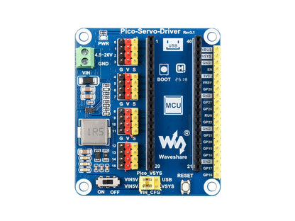 Servo Driver Module for Raspberry Pi Pico, 16-ch Outputs, 16-bit Resolution