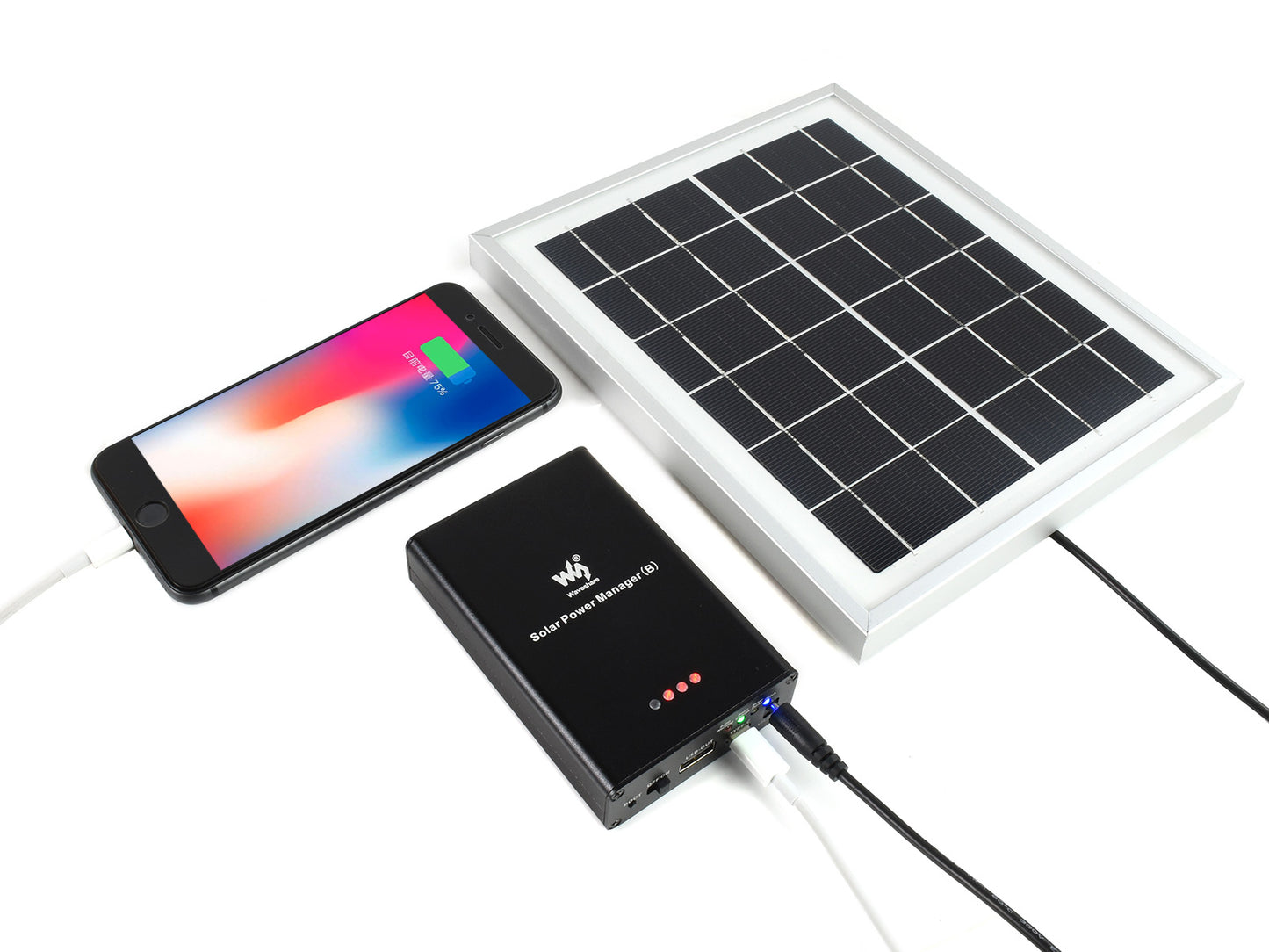 Solar Power Manager (B), Embedded 10000mAh Li-Po Battery, Supports 6V~24V Solar Panels