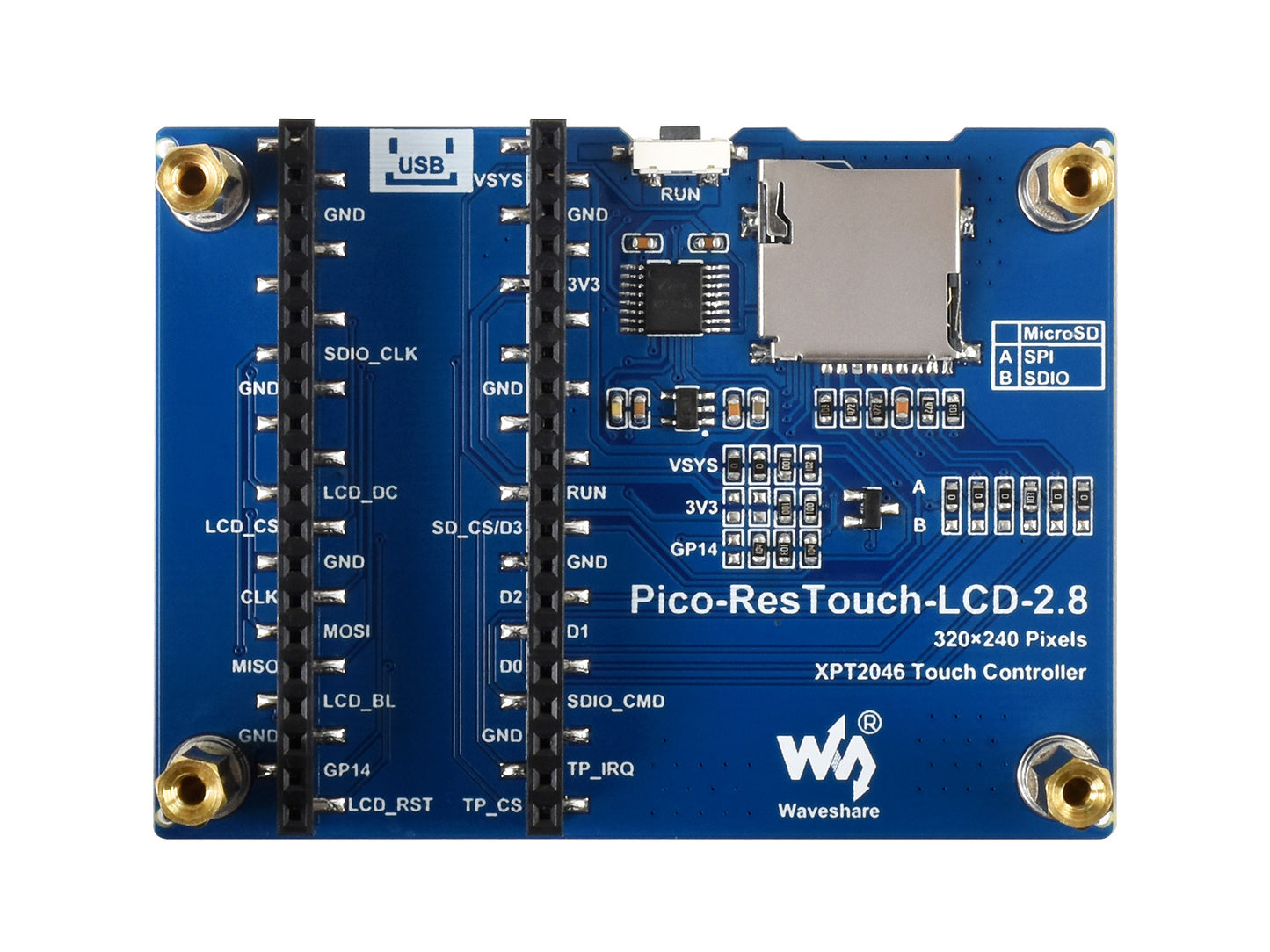 2.8inch Touch Display Module for Raspberry Pi Pico, 262K Colors, 320×240, SPI