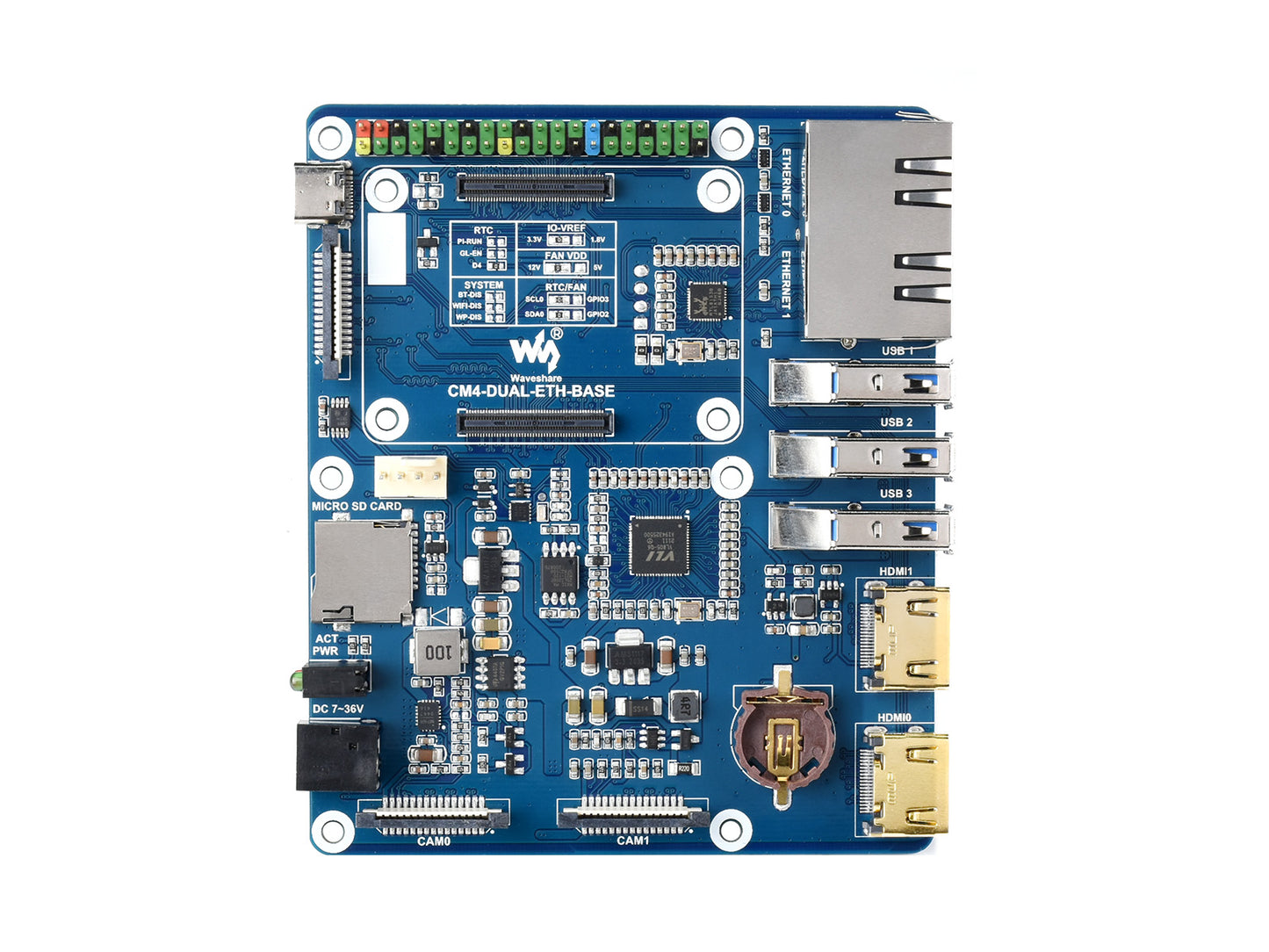 Dual Gigabit Ethernet Base Board Designed for Raspberry Pi Compute Module 4