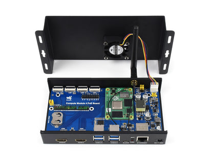 PoE Mini-Computer Based on Raspberry Pi Compute Module 4 (NOT Included), Metal Case, With Cooling Fan