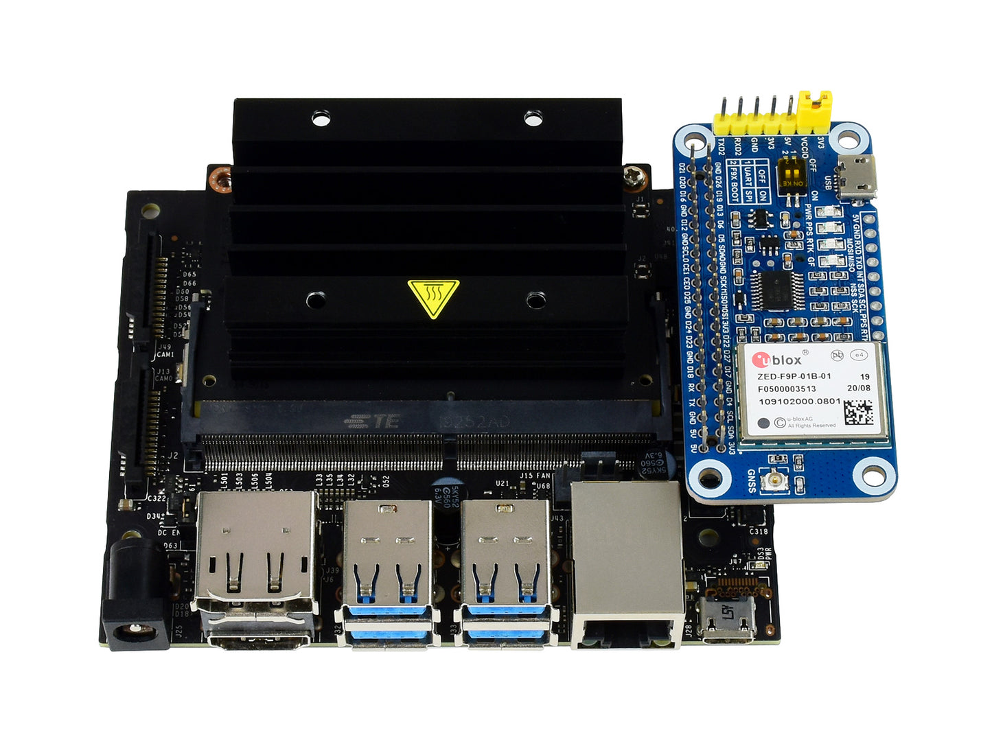 ZED-F9P GPS-RTK HAT for Raspberry Pi, Centimeter Level Accuracy, Multi-Band RTK Differential GPS Module