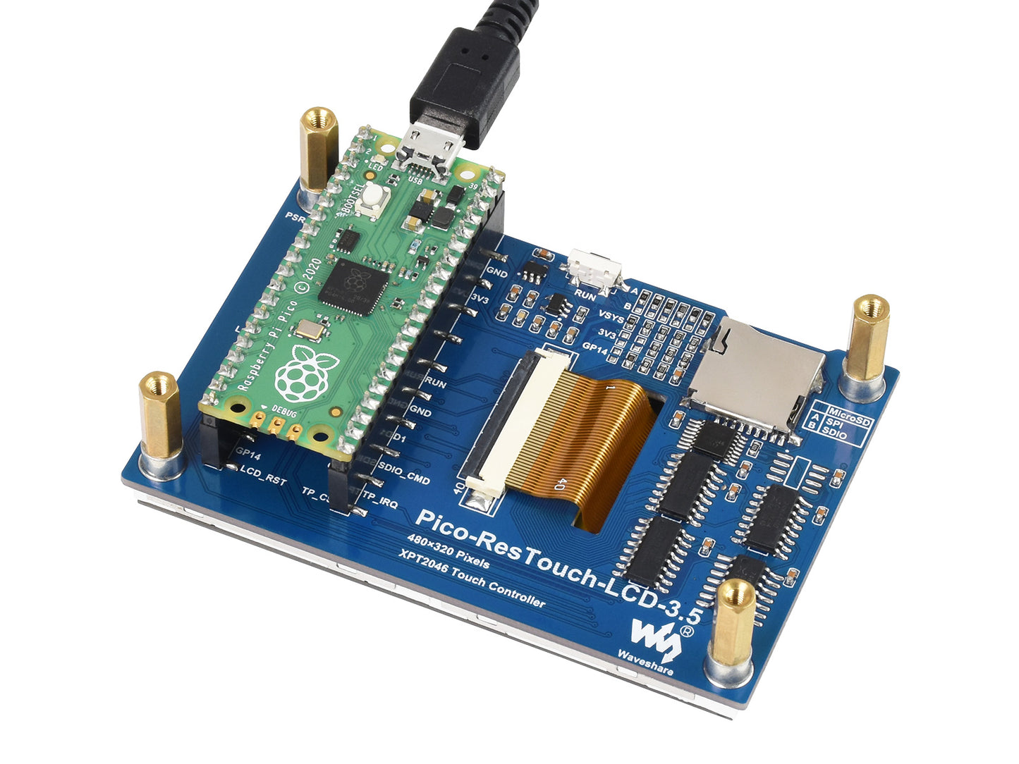 3.5inch Touch Display Module for Raspberry Pi Pico, 65K Colors, 480×320, SPI