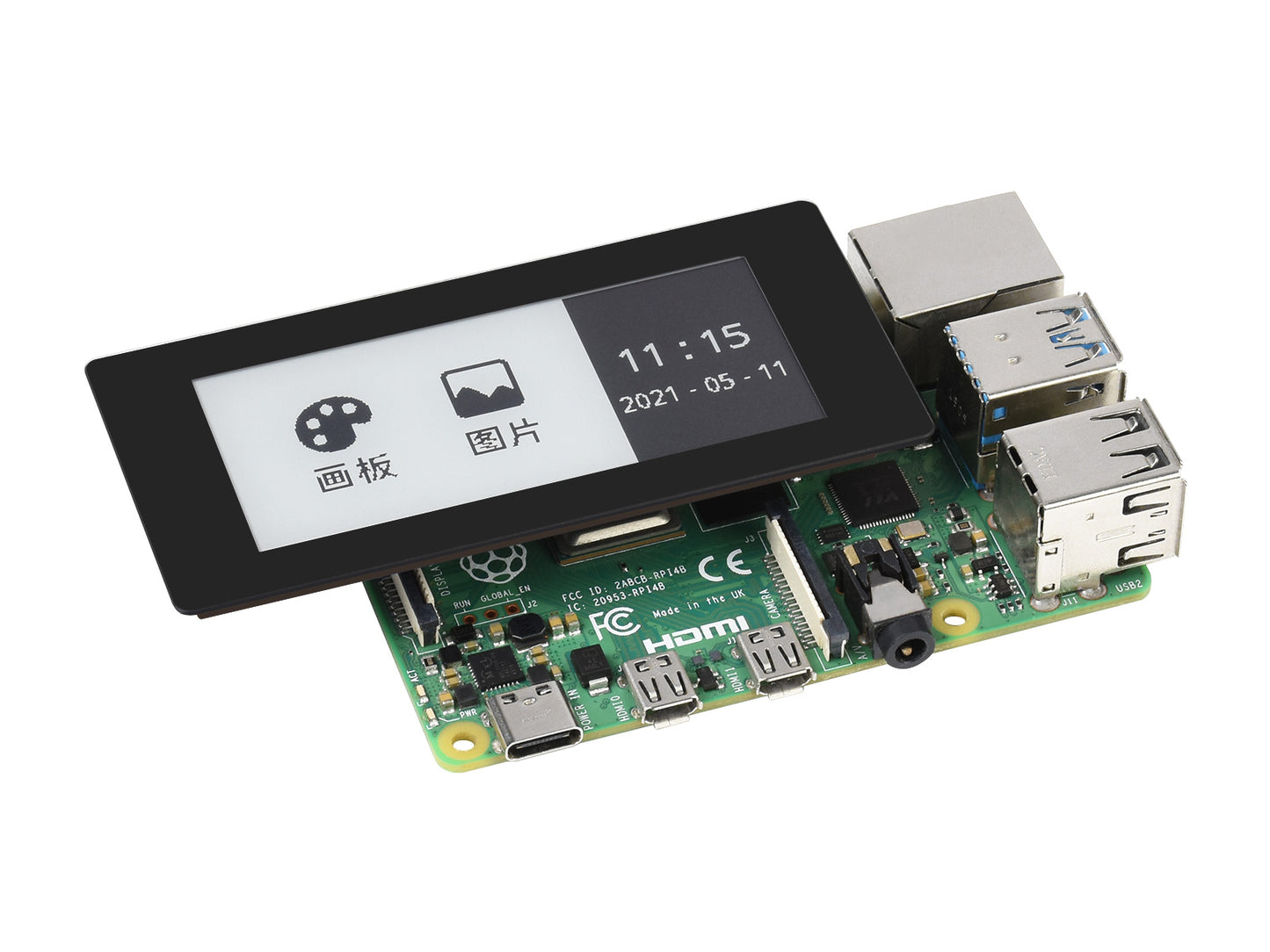 2.9inch Touch E-Paper E-Ink Display HAT for Raspberry Pi, 5-Points Capacitive Touch, 296×128, Black / White, SPI