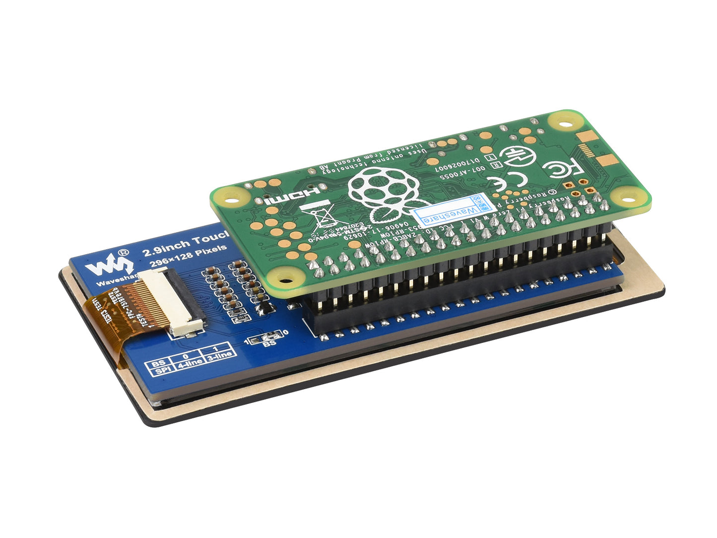 2.9inch Touch E-Paper E-Ink Display HAT for Raspberry Pi, 5-Points Capacitive Touch, 296×128, Black / White, SPI
