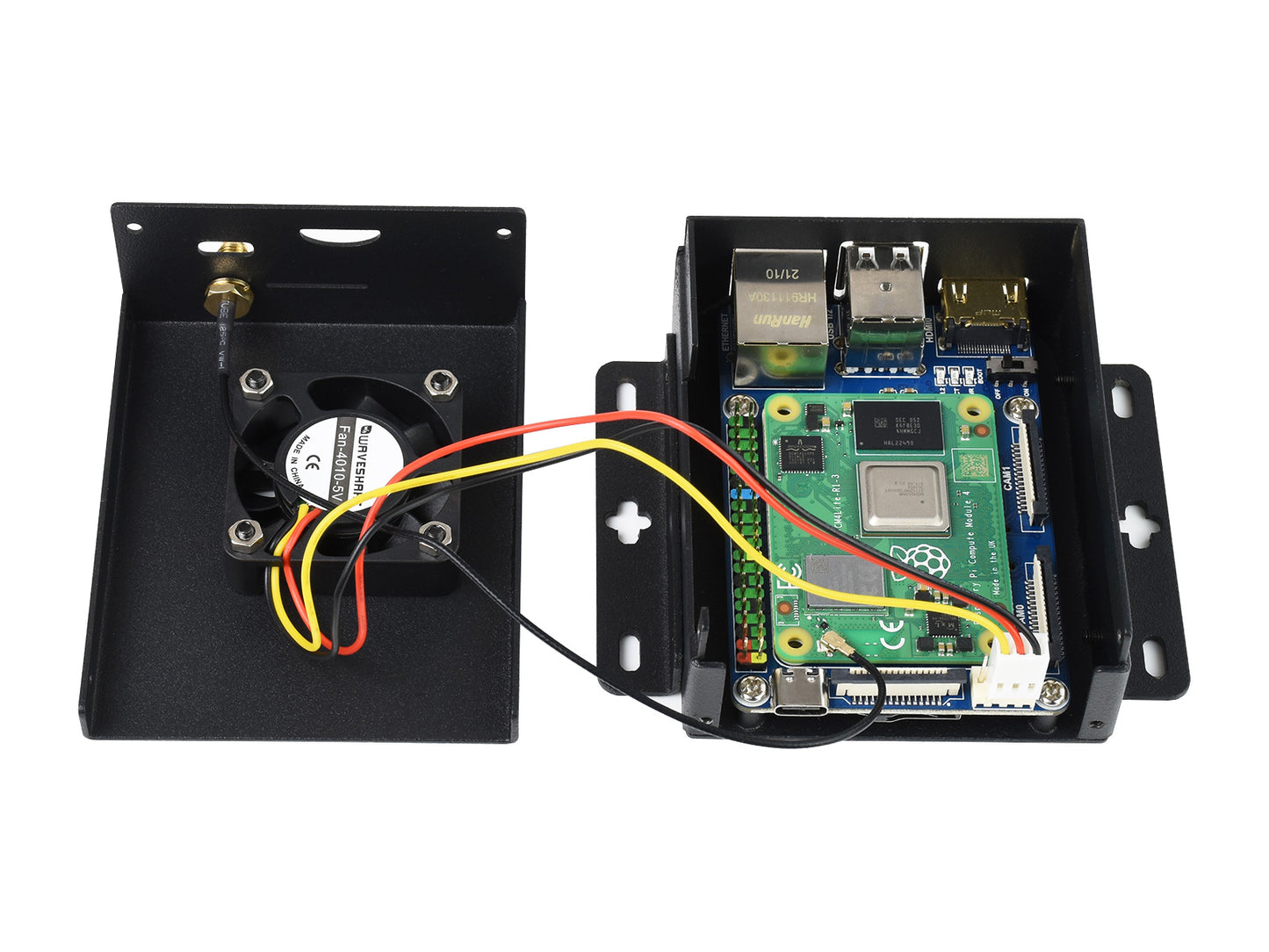 Mini-Computer Based on Raspberry Pi Compute Module 4 (NOT Included), Mini IO Board Lite Ver, Metal Case, with Cooling Fan