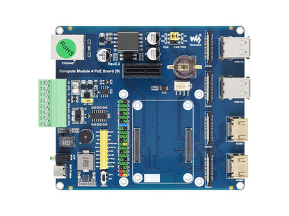 Raspberry Pi Compute Module 4 IO Board With PoE Feature (Type B), for all Variants of CM4