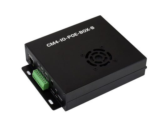 PoE Mini-Computer (Type B) Based on Raspberry Pi Compute Module 4 (NOT Included), Metal Case, With Cooling Fan