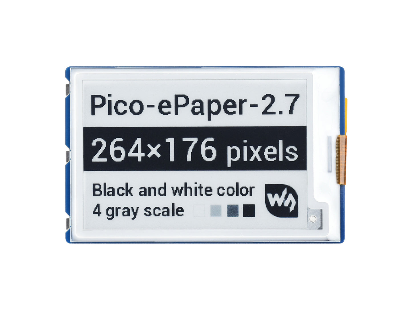 2.7inch E-Paper E-Ink Display Module for Raspberry Pi Pico, 264×176, Black / White, 4 Grayscale, SPI
