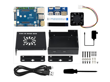 CM4-IO-BASE-BOX-A + USB HDMI Adapter, for Raspberry Pi Compute Module 4