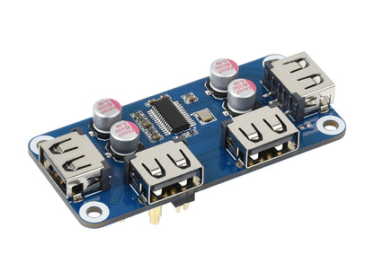 USB HUB HAT (B) for Raspberry Pi Series, 4x USB 2.0 Ports