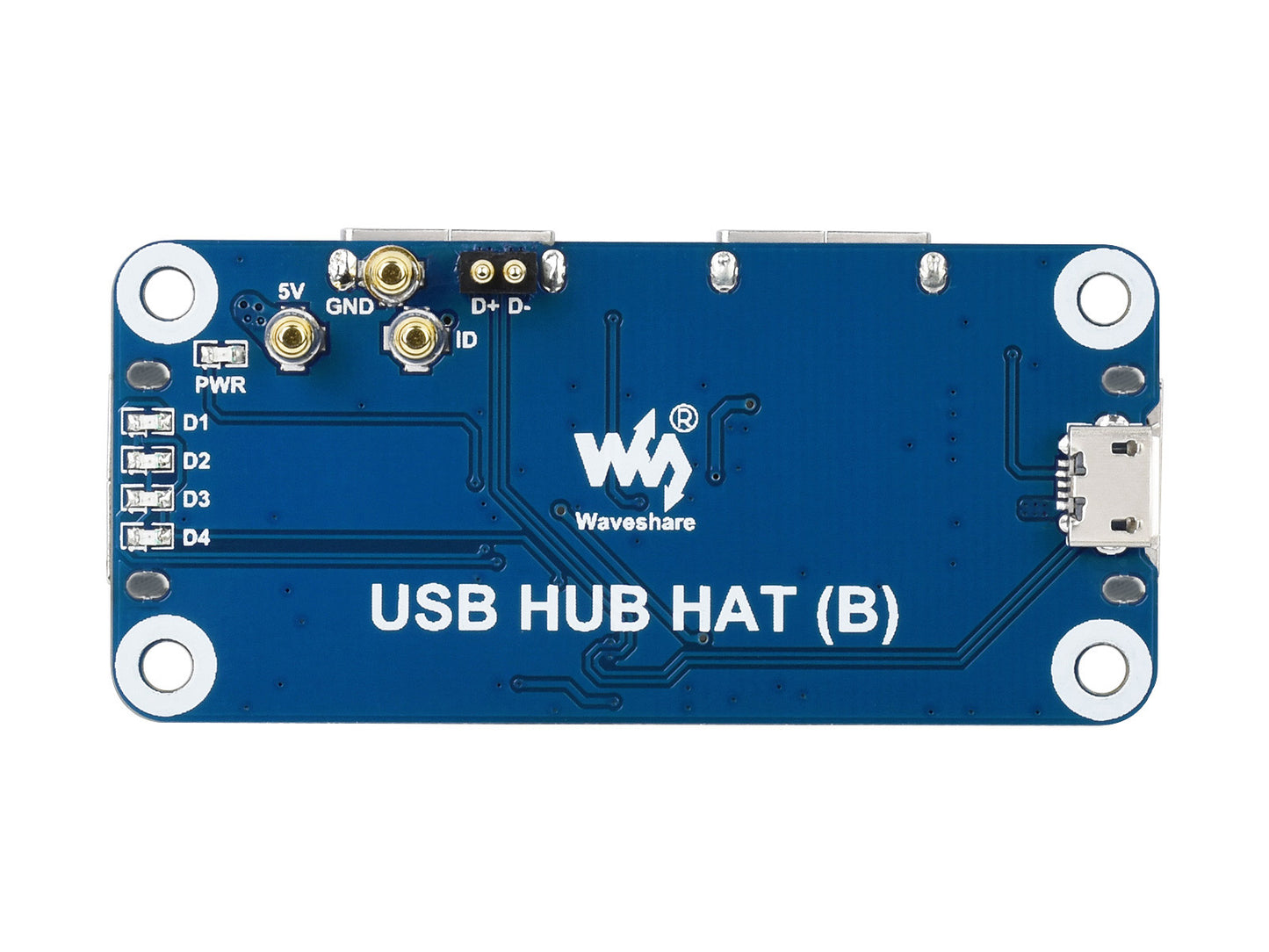 USB HUB HAT (B) for Raspberry Pi Series, 4x USB 2.0 Ports