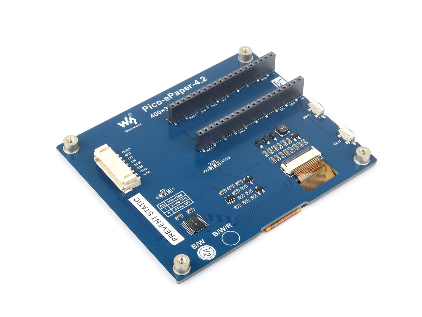 4.2inch E-Paper E-Ink Display Module for Raspberry Pi Pico, 400×300, Black / White, 4 Grayscale, SPI