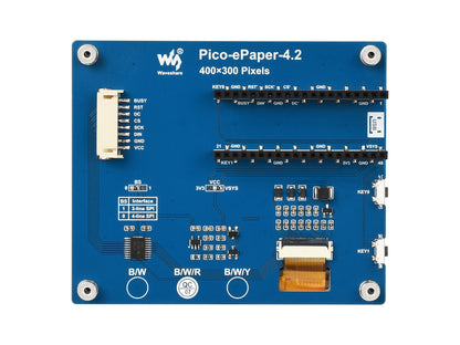 4.2inch E-Paper E-Ink Display Module (B) for Raspberry Pi Pico, 400×300, Red / Black / White, SPI