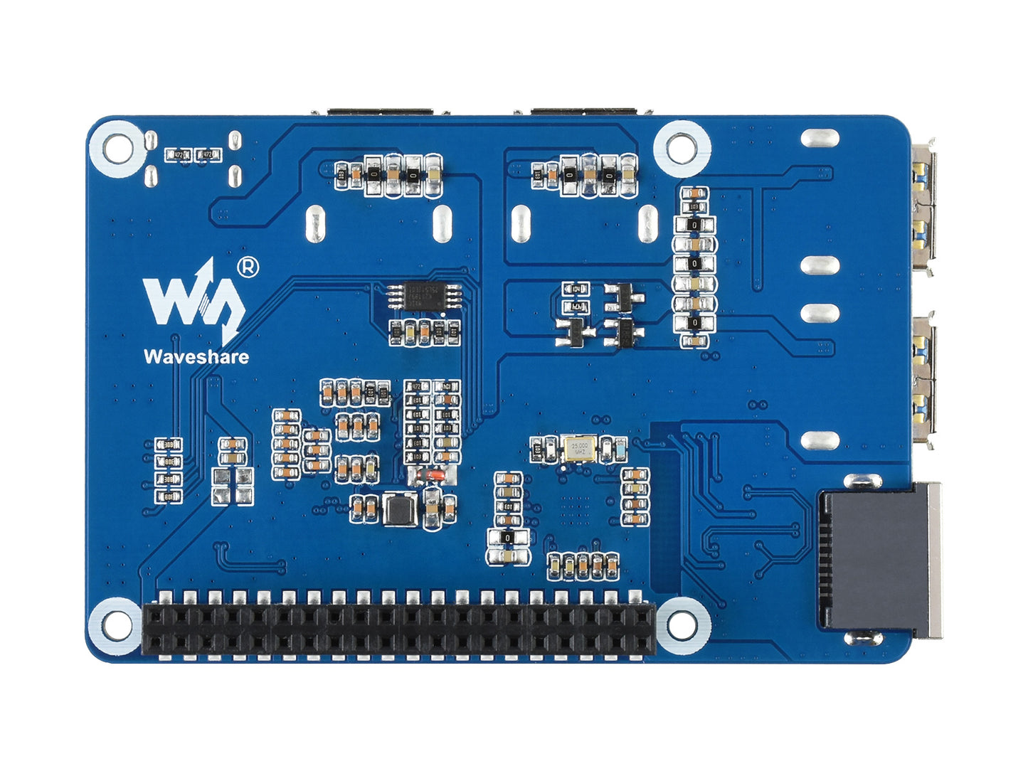 USB 3.2 Gen1 And Gigabit Ethernet HUB HAT for Raspberry Pi, 3x USB, 1x Gigabit ETH, Driver-Free