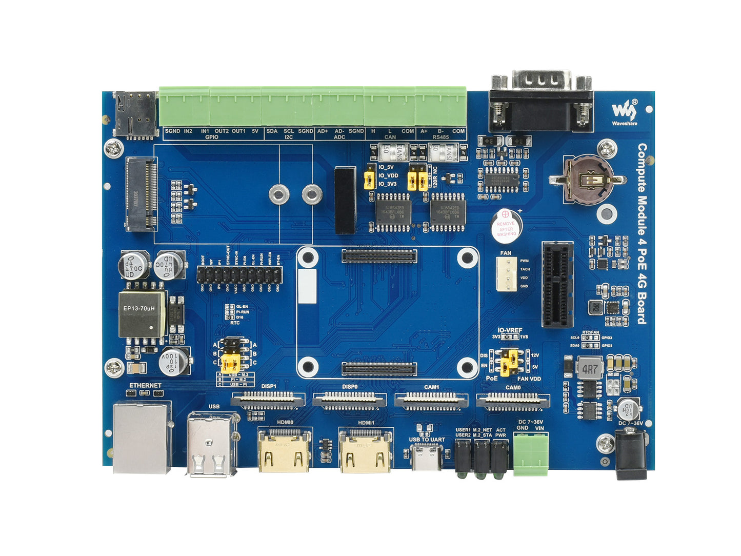 Compute Module 4 Industrial IoT Base Board, for all Variants of CM4