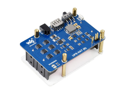 Uninterruptible Power Supply UPS HAT (B) for Raspberry Pi, 5V Output, up to 5A Current, Pogo Pins Connector