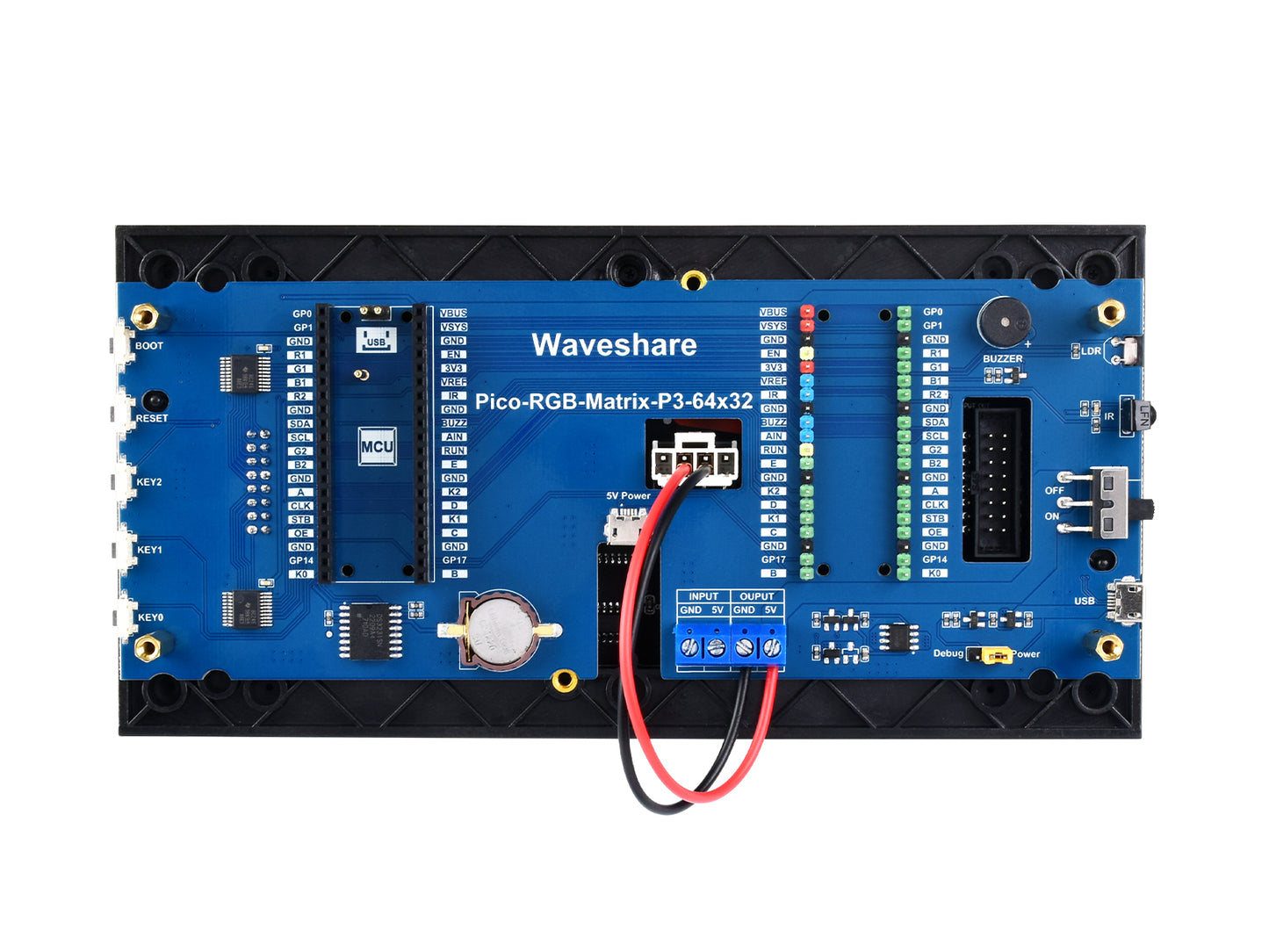 RGB Full-Color Multi-Features Digital Clock for Raspberry Pi Pico, 64×32 Grid, Accurate RTC
