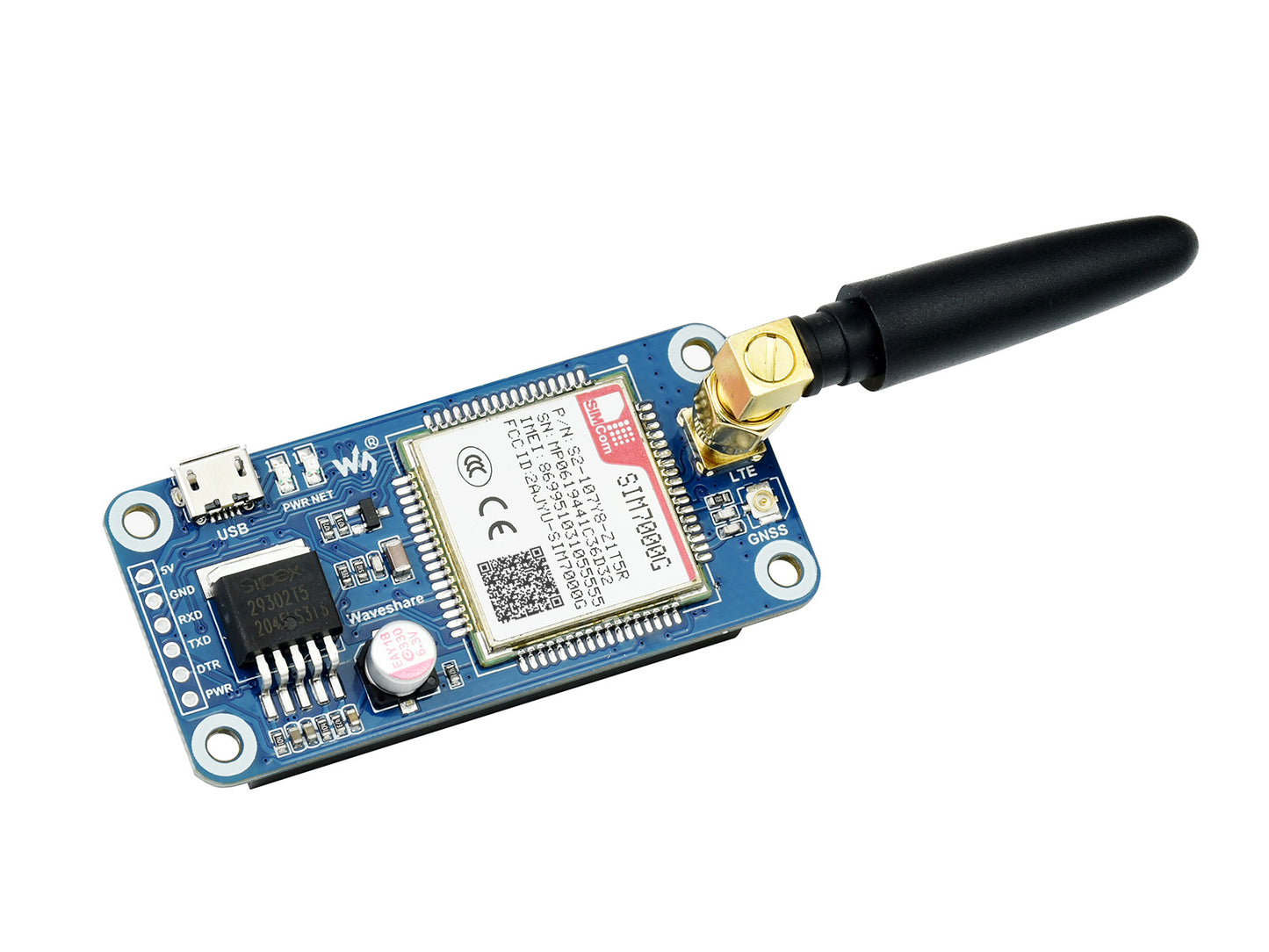 SIM7000G NB-IoT / Cat-M / EDGE / GPRS HAT for Raspberry Pi, GNSS, Global Band Support