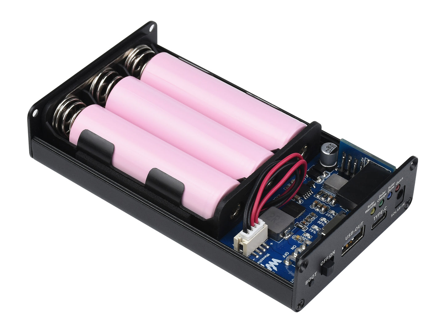 Solar Power Manager (C), Supports 3x 18650 Batteries, Multi Protection Circuits