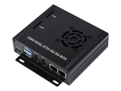 Dual Gigabit Ethernet 5G/4G Mini-Computer Based on Raspberry Pi Compute Module 4 (NOT Included), Metal Case, with Cooling Fan