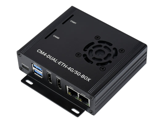 Dual Gigabit Ethernet 5G/4G Mini-Computer Based on Raspberry Pi Compute Module 4 (NOT Included), Metal Case, with Cooling Fan