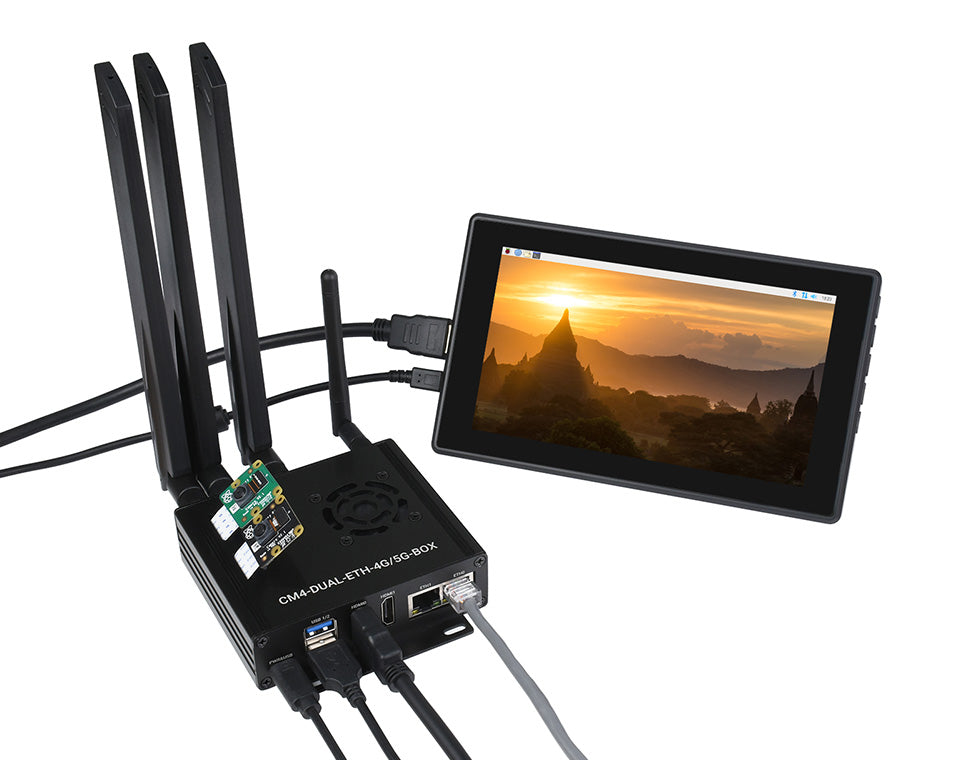 Dual Gigabit Ethernet 5G/4G Mini-Computer Based on Raspberry Pi Compute Module 4 (NOT Included), Metal Case, with Cooling Fan