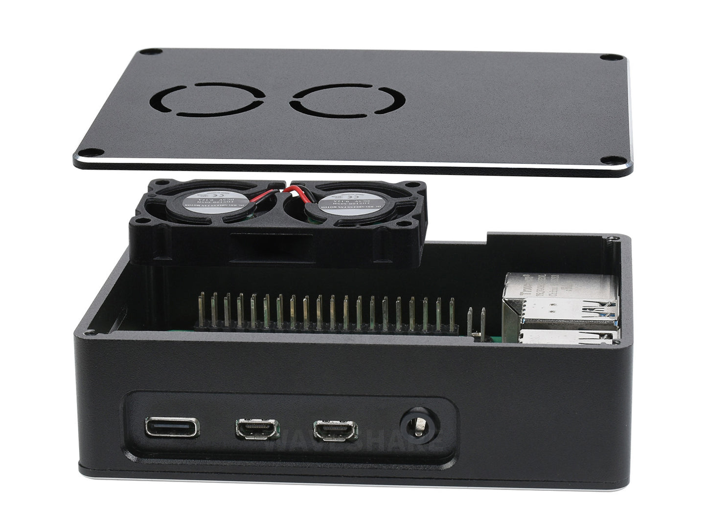 Dual Fan Case for Raspberry Pi 4, Dull-Polish Surface