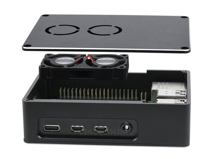 Dual Fan Case for Raspberry Pi 4, Dull-Polish Surface