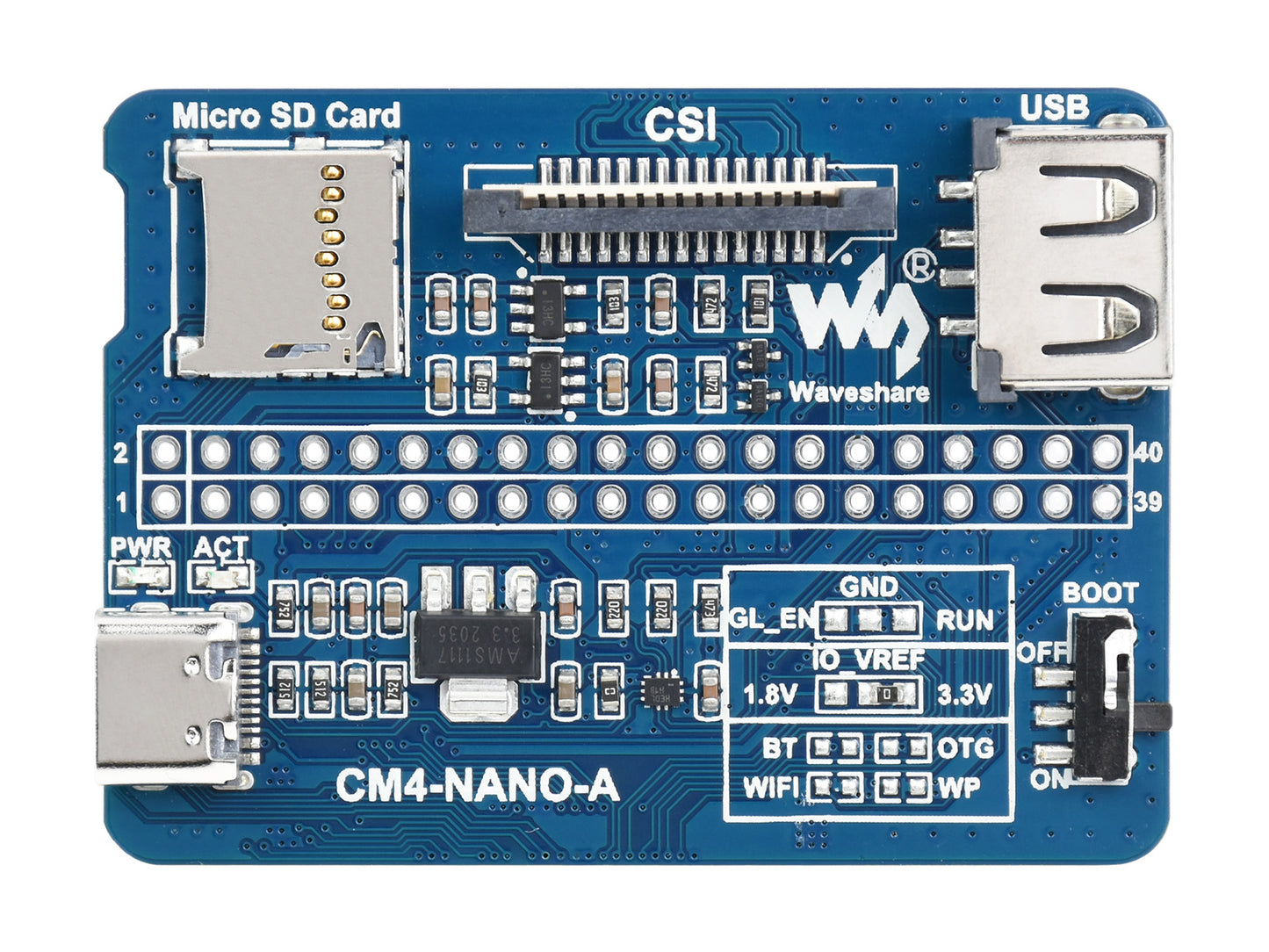Nano Base Board (A) for Raspberry Pi Compute Module 4, Same Size as the CM4