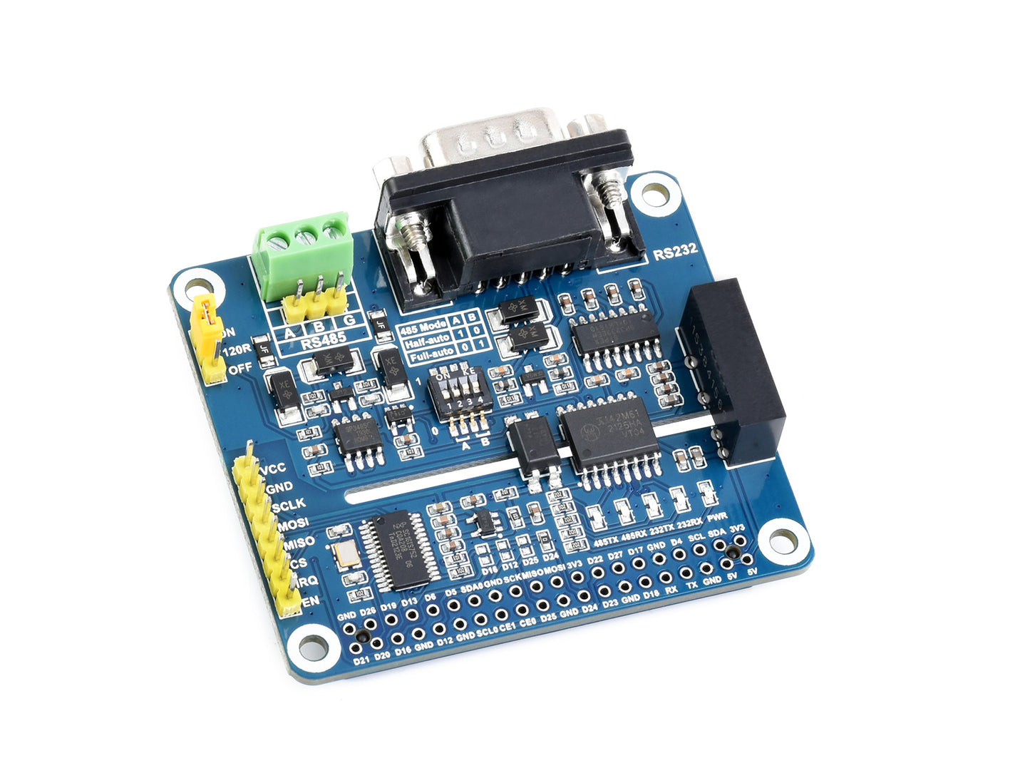 Isolated RS485 RS232 Expansion HAT for Raspberry Pi, SPI Control