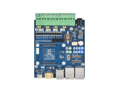 Dual ETH Quad RS485 Base Board (B) for Raspberry Pi Compute Module 4, Gigabit Ethernet, 4CH Isolated RS485