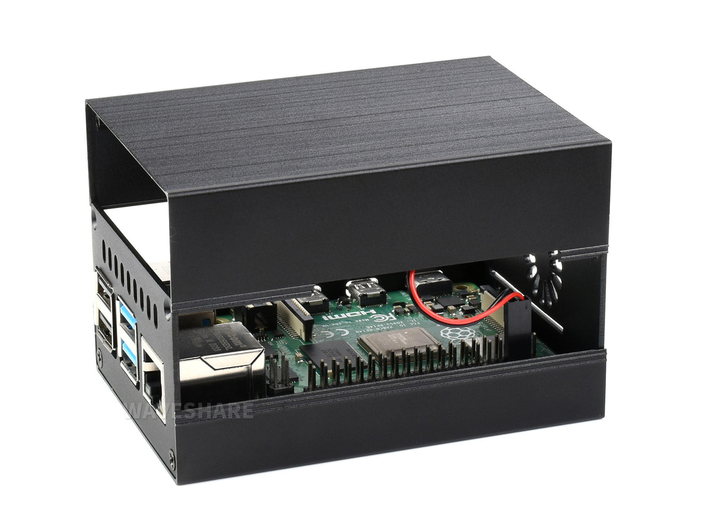 Stripe Aluminum Cooling Case for Raspberry Pi 4, Built-In Active Radiator with Fins