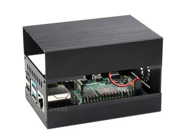 Stripe Aluminum Cooling Case for Raspberry Pi 4, Built-In Active Radiator with Fins
