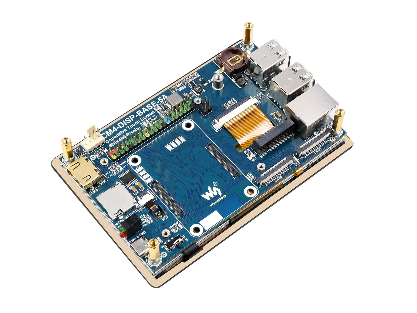 5″ Touch Screen Expansion for Raspberry Pi CM4, PoE Header, Gigabit Ethernet, 4K Output