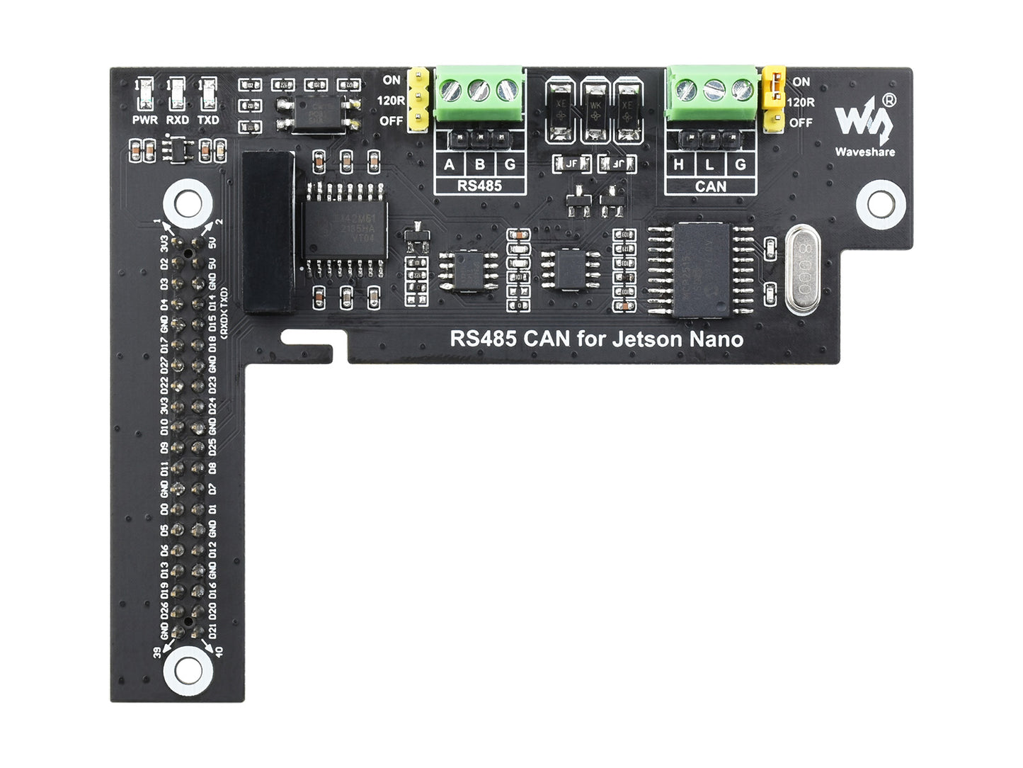 RS485 CAN Expansion Board for Jetson Nano, Digital Isolation, Built-In Protection Circuit