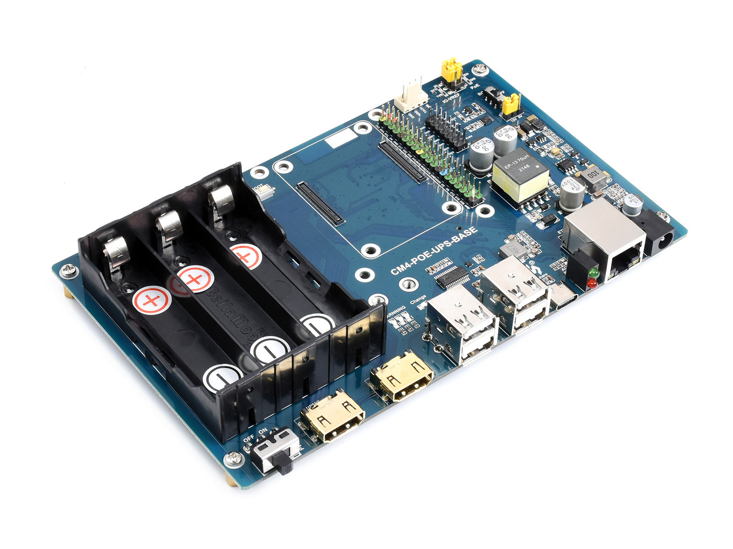 PoE UPS Base Board/Mini-Computer Designed for Raspberry Pi Compute Module 4, Gigabit Ethernet, Dual HDMI, Quad USB2.0
