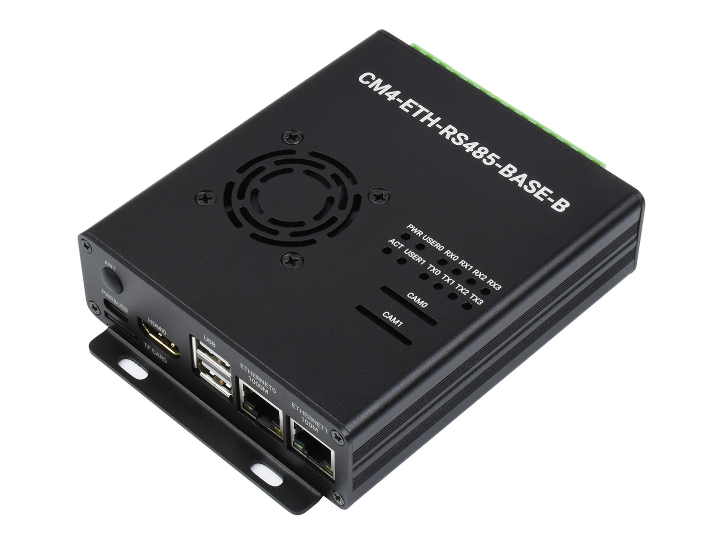 Dual ETH Mini-Computer For Raspberry Pi Compute Module 4(NOT Included), Gigabit Ethernet, 4CH Isolated RS485