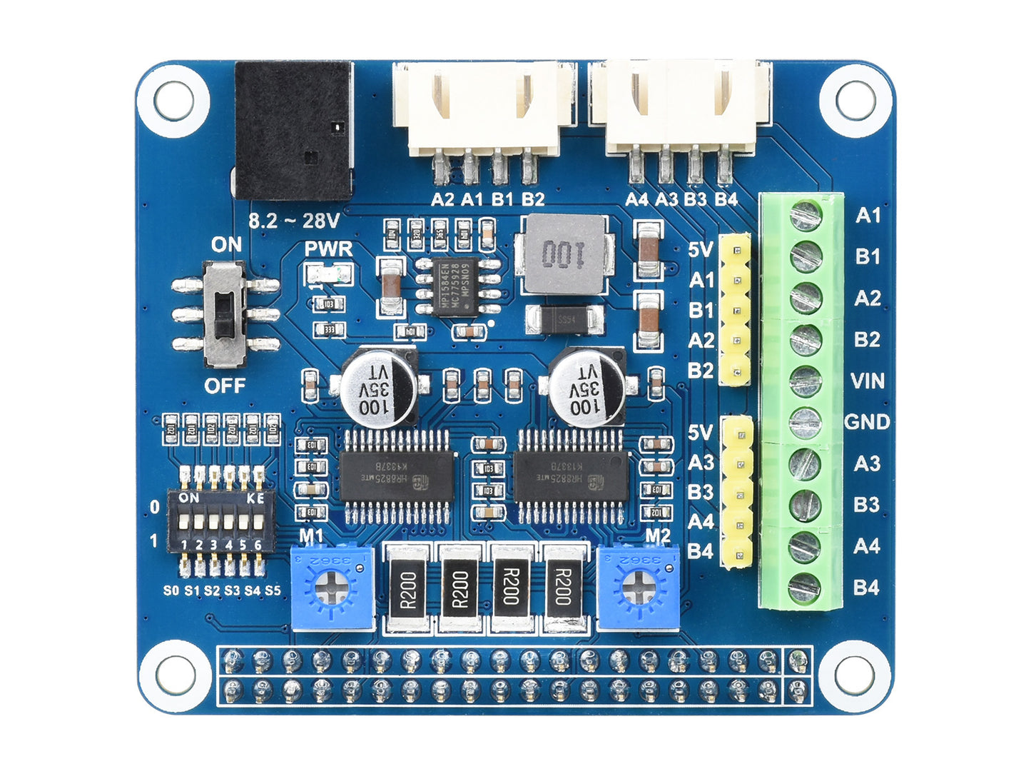 HRB8825 Stepper Motor HAT For Raspberry Pi, Drives Two Stepper Motors, Up To 1/32 Microstepping