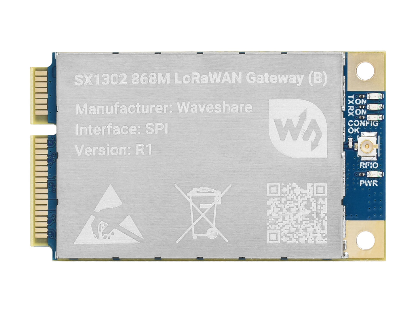 SX130x 868M/915M LoRaWAN Gateway HAT for Raspberry Pi, Standard Mini-PCIe Socket, Long range Transmission, GNSS Module