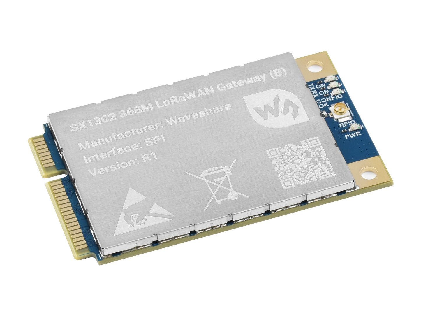 SX130x 868M/915M LoRaWAN Gateway HAT for Raspberry Pi, Standard Mini-PCIe Socket, Long range Transmission, GNSS Module