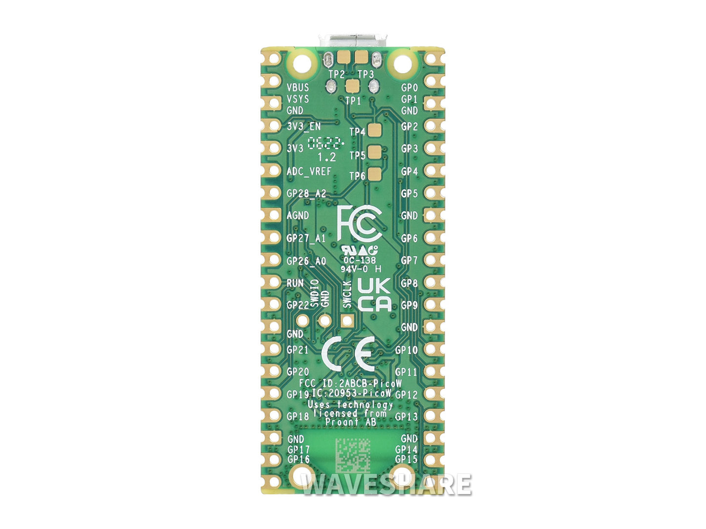 Raspberry Pi Pico W Microcontroller Board, Built-in WiFi, Based on Official RP2040 Dual-core Processor, Basic Kit