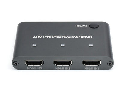 HDMI 4K Switcher, 3 In 1 Out, One-Click Switch