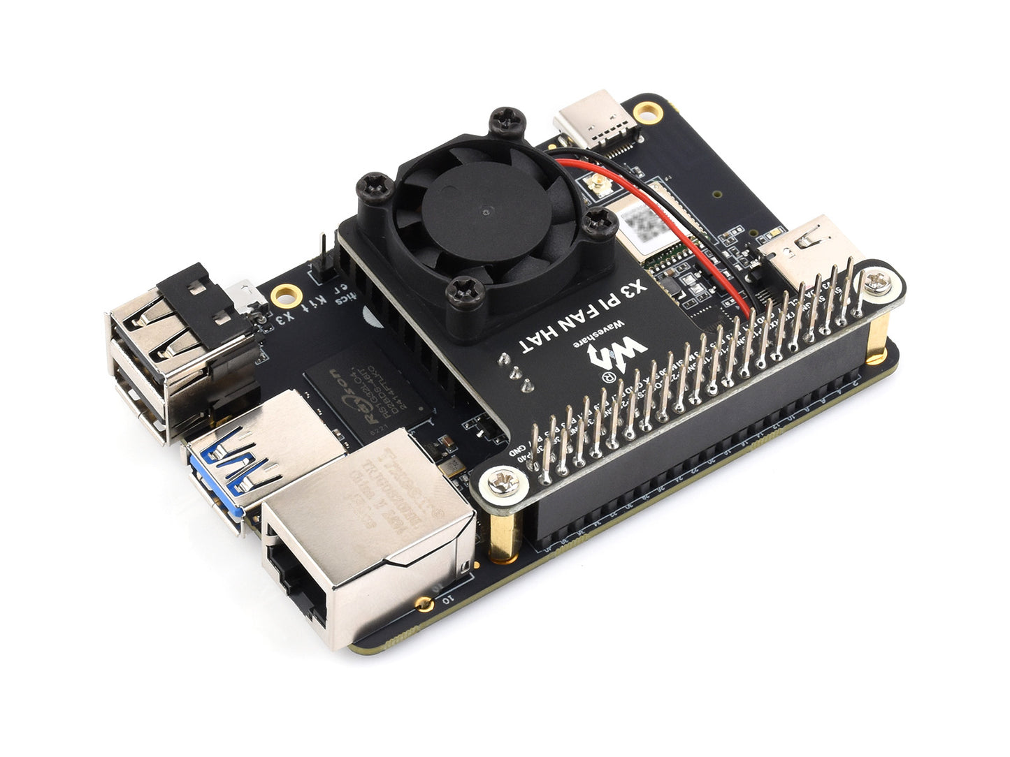Cooling Fan Expansion Board For RDK X3 Development Board, With 40PIN GPIO Adapter Header